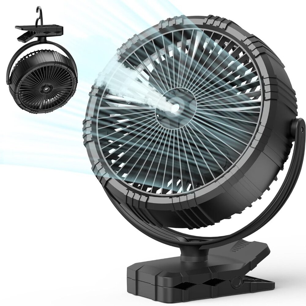 Misting Fan Rechargeable 10000mAh Battery, 8-inch Mister Fan with Clip– … - Picture 6 of 10